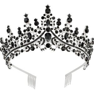 Elegant Black Crystal Tiara Brand New